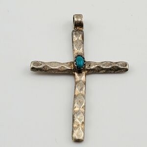 Sterling Silver Turquoise Cross Pendant